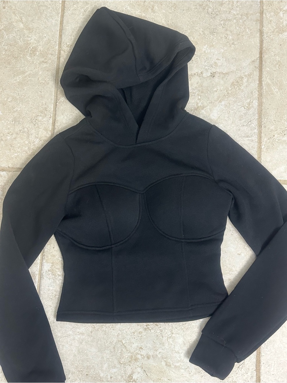 Say What? Black Corset-Style Hooded Sweatshirt